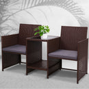 Outdoor Setting Wicker Loveseat Birstro Set Patio Garden Furniture Brown