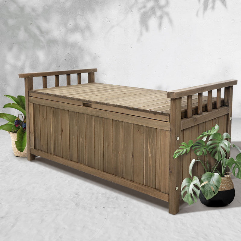 Outdoor Storage Box Wooden Garden Bench Chest Toy Tool Sheds Furniture