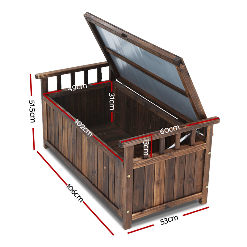 Outdoor Storage Box Wooden Garden Bench Chest Toy Tool Sheds Furniture