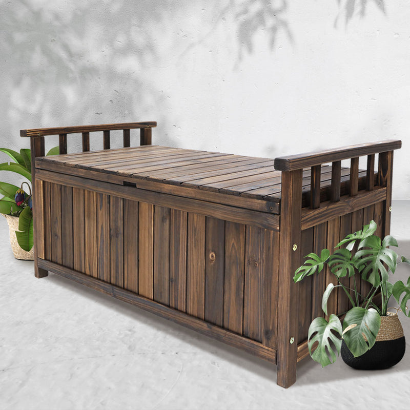 Outdoor Storage Box Wooden Garden Bench Chest Toy Tool Sheds Furniture