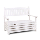 Outdoor Storage Bench Box Wooden Garden Chair 2 Seat Timber Furniture White