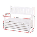 Outdoor Storage Bench Box Wooden Garden Chair 2 Seat Timber Furniture White