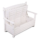 Outdoor Storage Bench Box Wooden Garden Chair 2 Seat Timber Furniture White