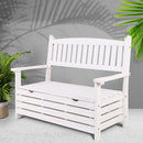 Outdoor Storage Bench Box Wooden Garden Chair 2 Seat Timber Furniture White