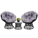 Papasan Chair and Side Table Set- Black