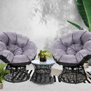 Papasan Chair and Side Table Set- Black