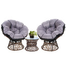 Papasan Chair and Side Table Set-Brown