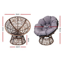 Papasan Chair and Side Table Set-Brown