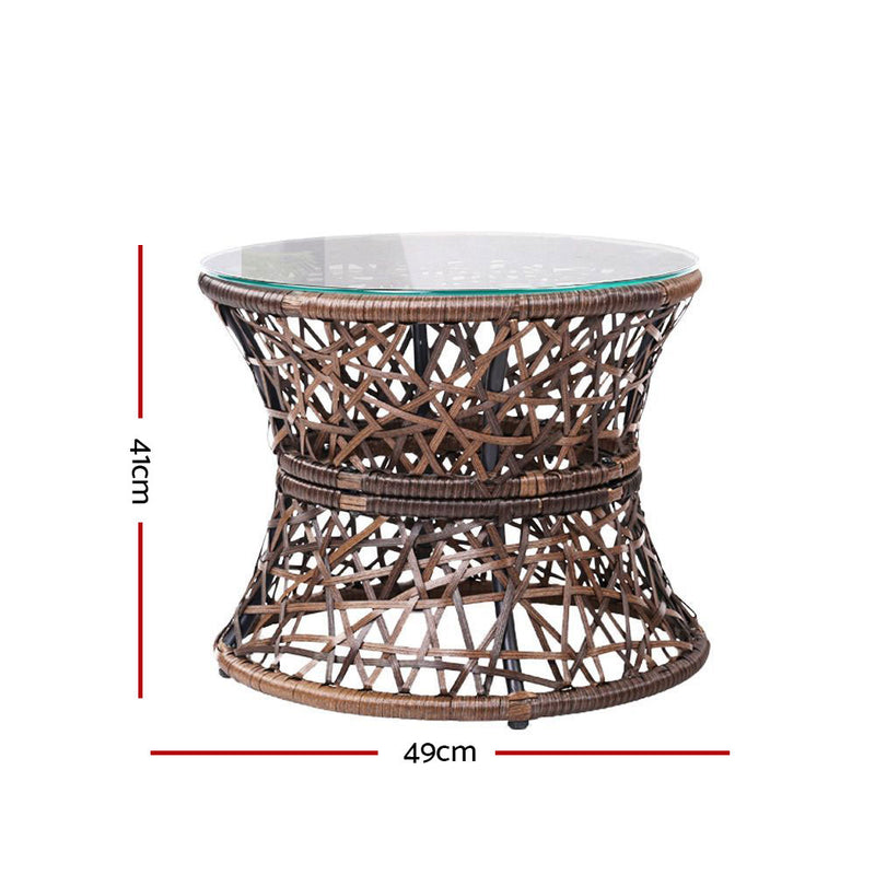 Papasan Chair and Side Table Set-Brown
