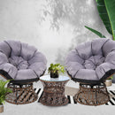 Papasan Chair and Side Table Set-Brown