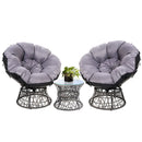 Papasan Chair and Side Table Set- Grey