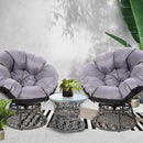 Papasan Chair and Side Table Set- Grey
