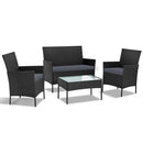 4-piece Wicker Outdoor Set - Black