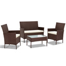 4-piece Wicker Outdoor Set - Brown