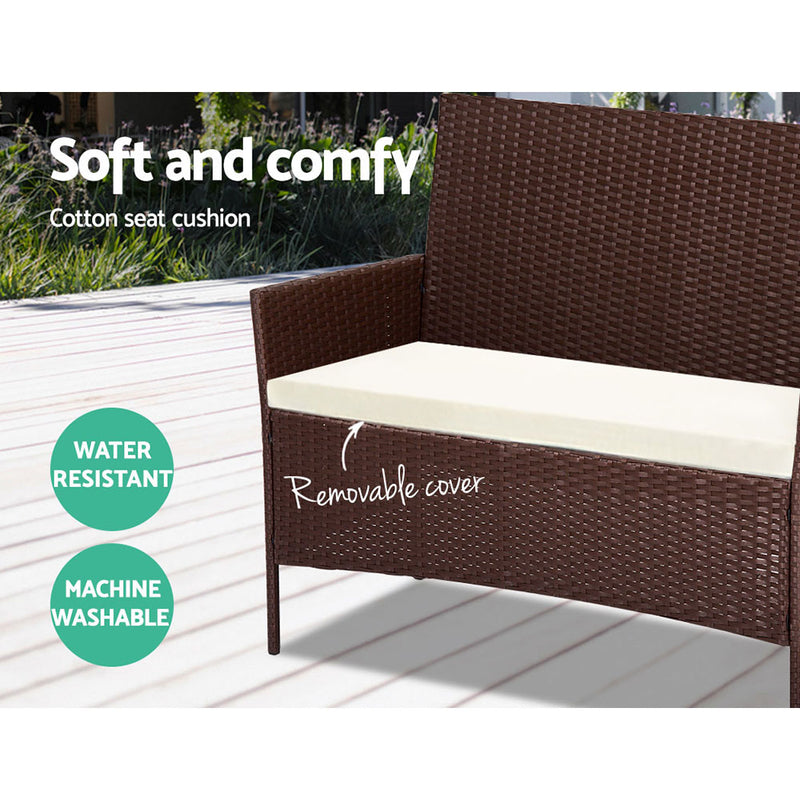 4-piece Wicker Outdoor Set - Brown