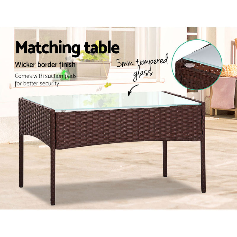 4-piece Wicker Outdoor Set - Brown