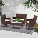 4-piece Wicker Outdoor Set - Brown