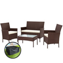 Garden Furniture Outdoor Lounge Setting Rattan Set Patio Storage Cover Brown