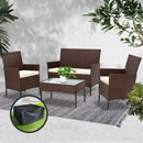 Garden Furniture Outdoor Lounge Setting Rattan Set Patio Storage Cover Brown