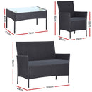 Outdoor Furniture Wicker Set Chair Table Dark Grey 4pc