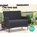 Outdoor Furniture Wicker Set Chair Table Dark Grey 4pc