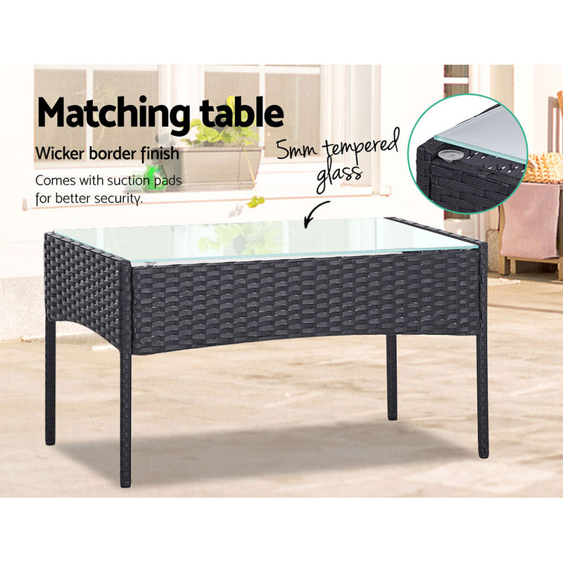 Outdoor Furniture Wicker Set Chair Table Dark Grey 4pc
