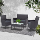 Outdoor Furniture Wicker Set Chair Table Dark Grey 4pc