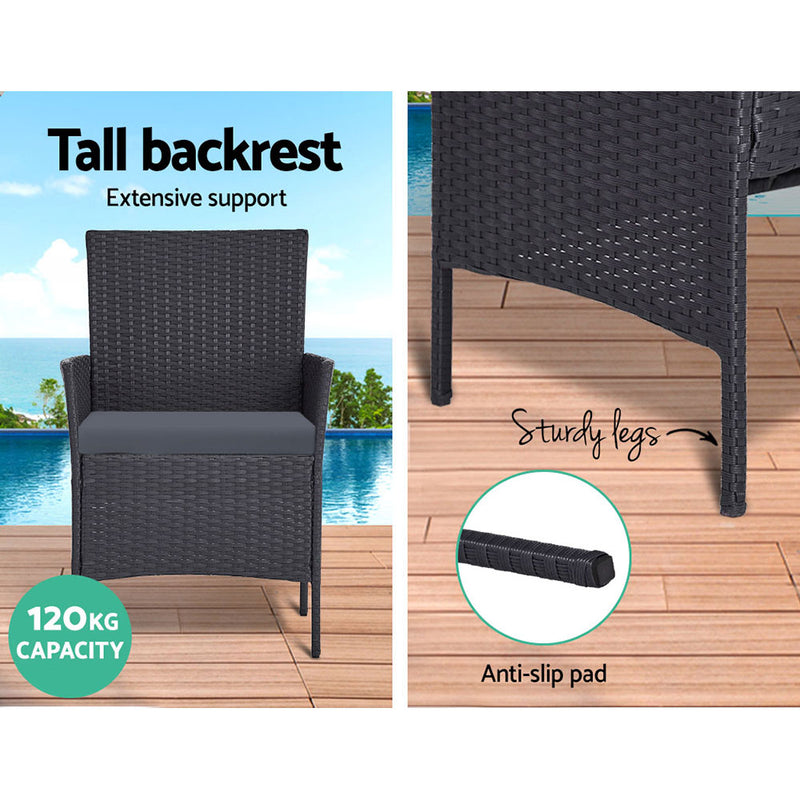 Garden Furniture Outdoor Lounge Setting Wicker Sofa Patio Storage cover Grey