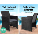 Set of 4 Outdoor Wicker Chairs & Table - Black