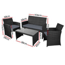 Garden Furniture Outdoor Lounge Setting Wicker Sofa Set Storage Cover Black