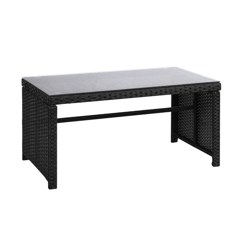 Garden Furniture Outdoor Lounge Setting Wicker Sofa Set Storage Cover Black