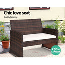 Set of 4 Outdoor Wicker Chairs & Table - Brown