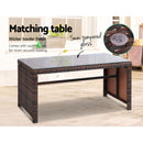 Set of 4 Outdoor Wicker Chairs & Table - Brown