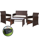 Garden Furniture Outdoor Lounge Setting Wicker Sofa Set Storage Cover Brown