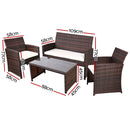 Garden Furniture Outdoor Lounge Setting Wicker Sofa Set Storage Cover Brown