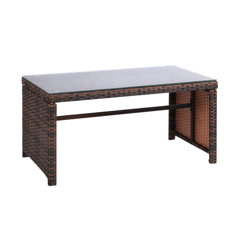 Garden Furniture Outdoor Lounge Setting Wicker Sofa Set Storage Cover Brown