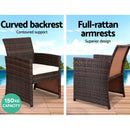 Garden Furniture Outdoor Lounge Setting Wicker Sofa Set Storage Cover Brown