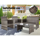 Set of 4 Outdoor Wicker Chairs & Table - Grey