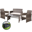 Garden Furniture Outdoor Lounge Setting Wicker Sofa Set Storage Cover Mixed Grey