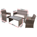 Garden Furniture Outdoor Lounge Setting Wicker Sofa Set Storage Cover Mixed Grey
