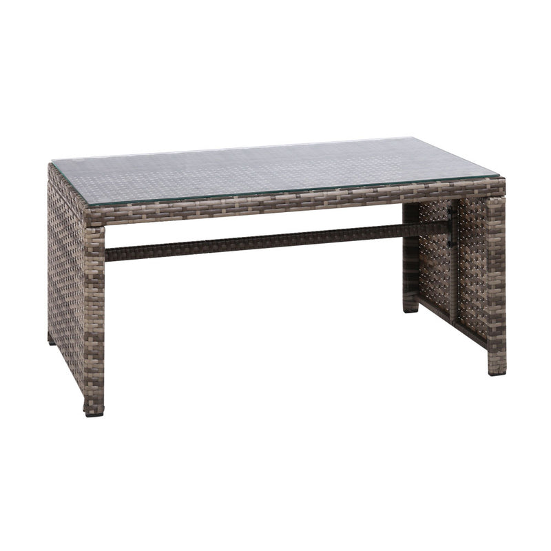 Garden Furniture Outdoor Lounge Setting Wicker Sofa Set Storage Cover Mixed Grey