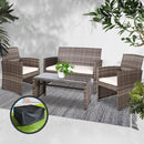 Garden Furniture Outdoor Lounge Setting Wicker Sofa Set Storage Cover Mixed Grey