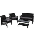 Outdoor Furniture Set Wicker Cushion 4pc Black