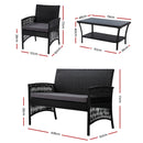 Outdoor Furniture Set Wicker Cushion 4pc Black