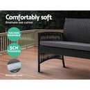 Outdoor Furniture Set Wicker Cushion 4pc Black
