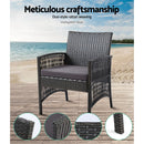 Outdoor Furniture Set Wicker Cushion 4pc Dark Grey
