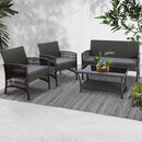 Outdoor Furniture Set Wicker Cushion 4pc Dark Grey