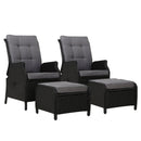 Set of 2 Recliner Chairs Sun lounge Outdoor Setting Patio Furniture Wicker Sofa