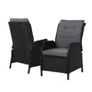 Set of 2 Recliner Chairs Sun lounge Outdoor Setting Patio Furniture Wicker Sofa