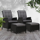 Set of 2 Recliner Chairs Sun lounge Outdoor Setting Patio Furniture Wicker Sofa